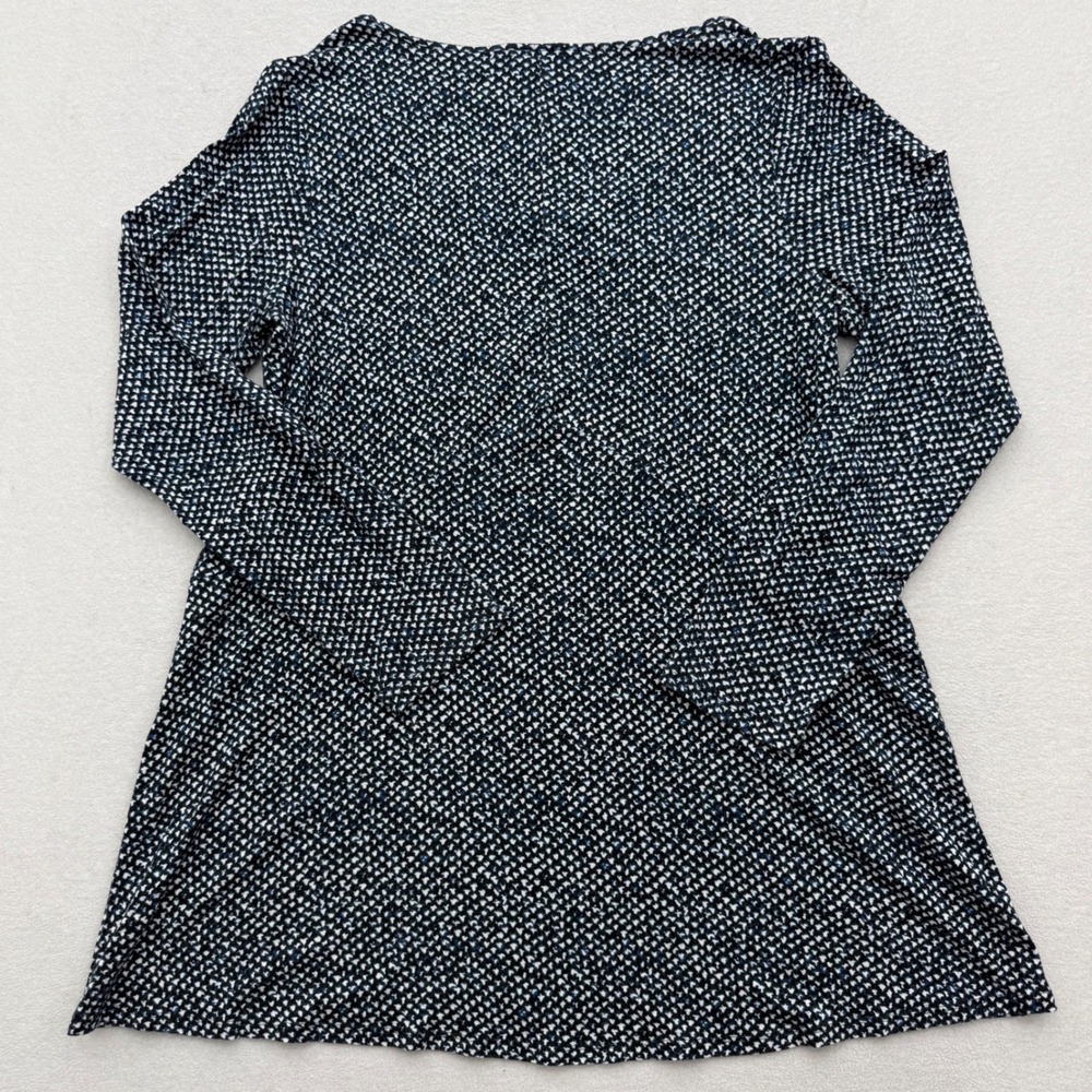 J.Jill Wearever Womens S Small Petite V-Neck Blouse Top Blue Black Geometric - Picture 6 of 8